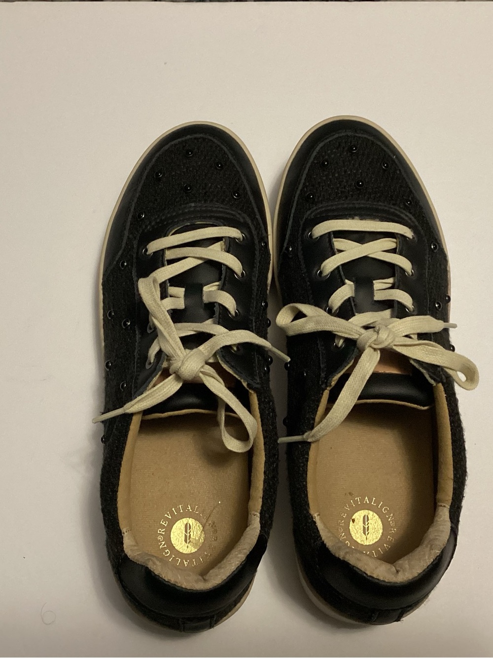 REVITALIGN Black Sneakers with Cream Laces